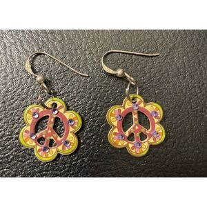 Vintage BOHO‎ Enamel Dangling Peace Earrings